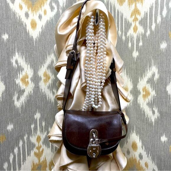 Ralph Lauren Collection Brown Italian Calf & Silver Accent Micro Shoulder Bag - Picture 8 of 16